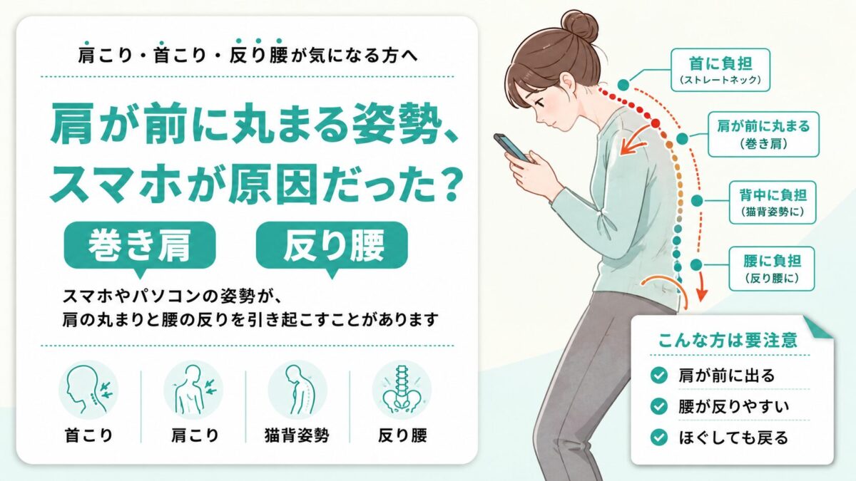 肩凝り・腰の張り等に。 マッサージで治らない巻き肩・反り腰の根本原因 | サトウ整体院・高岡本院